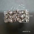 Silver Tone Wide Marquise Crystal Leaf Cluster Band Ring view 4