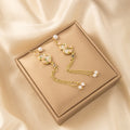 Gold Gourd Floral Extra Long Chain Dangle Earrings view 6