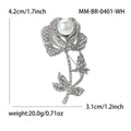 Long Stem Rose Brooch With Pearl and Crystal Petals view 6