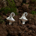 Silver Miniature Mushroom Stud Earrings Forest Style view 1