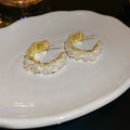 Textured Crystal Hoop Stud Earrings in Four Color Options view 6