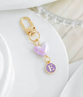 Iridescent Heart Bead Keychain With Purple Enamel Letter Charm view 8