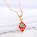 Gold Tone Enamel Hamsa Evil Eye Pendant Necklaces in Five Designs view 6