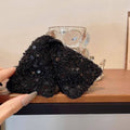 Black Sequin Tweed Triangle Bow Large Hair Claw Clip view 2