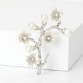 Faux Pearl Blossom Branch Brooch in Gold or Silver Tone view 2