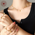 Gold Star Moon And Pearl Charm Necklace Delicate Link Chain view 3