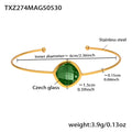 Gold Thin Open Bangle Cushion Czech Glass Center Stone view 7