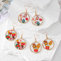 Christmas Resin Disc Drop Earrings Gold Motifs Random view 4