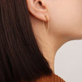 Gold Twisted Bar Chain Loop Tassel Stud Earrings Pair view 3