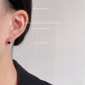 Silver Black Heart Enamel Huggie Hoop Earrings Pair view 3