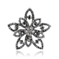 Layered Openwork Flower Brooch With Black Gray Crystals view 5