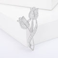Double Tulip Pavé Crystal Brooch Gold Silver Pink Colors view 4