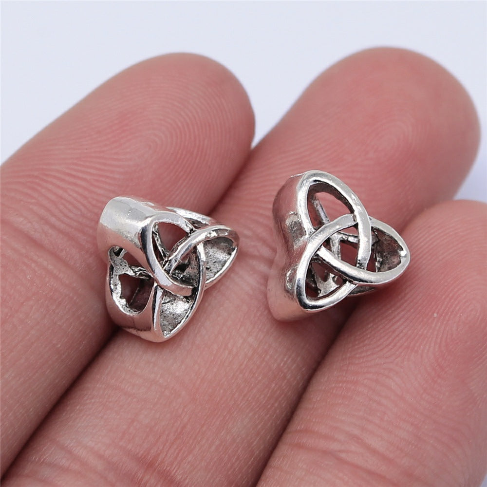 11x11x7mm 1.57g Antique Silver Zinc Alloy Celtic Symbol Large Hole Celtic Knot Beads for DIY Bracelet Jewelry Making