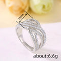 White Gold Tone Wave S Multi Band Pave Finger Ring Sizes 6-10 view 4