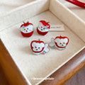Red Apple and White Dog Enamel Character Stud Earrings view 4