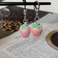 Flocked Pink Strawberry Phone Strap and Lobster-Clasp Charms view 3