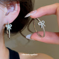Silver Beaded Hoop and Pearl Drop Earrings Fashion Jewelry view 4