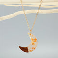 Resin and Wood Crescent Moon Pendant Necklaces in Five Colors view 2