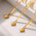 Gold Star Pendant Necklace With Bar Links And Rhinestone view 2