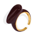 Gold Open Teardrop Enamel Rings White And Burgundy view 5