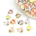 Coffee Cup Cat Enamel Alloy Charm Pendants in Five Colors view 1
