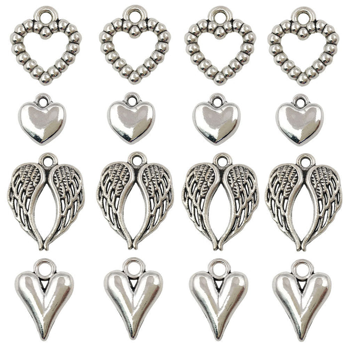 Metallic Heart Metal Charms with 4 Listed Options for DIY Jewelry Making