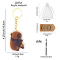 Brown Capybara Flat Acrylic Keychain With Gold Tone Ring view 2
