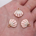 Gold Tone Ridged Seashell Enamel Charms in Three Colors view 8