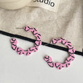 Patterned Halloween Open C Hoop Earrings in Six Colors view 6