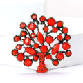 Round Gemstone Tree Brooch in 2 Color Styles Metal Pin view 2