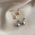 Gold Silver Oval Dual Wear Drop Earrings Two Tone Pair view 3
