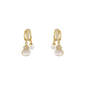 Gold Tone White Gourd And Pearl Charm Hoop Earrings view 5