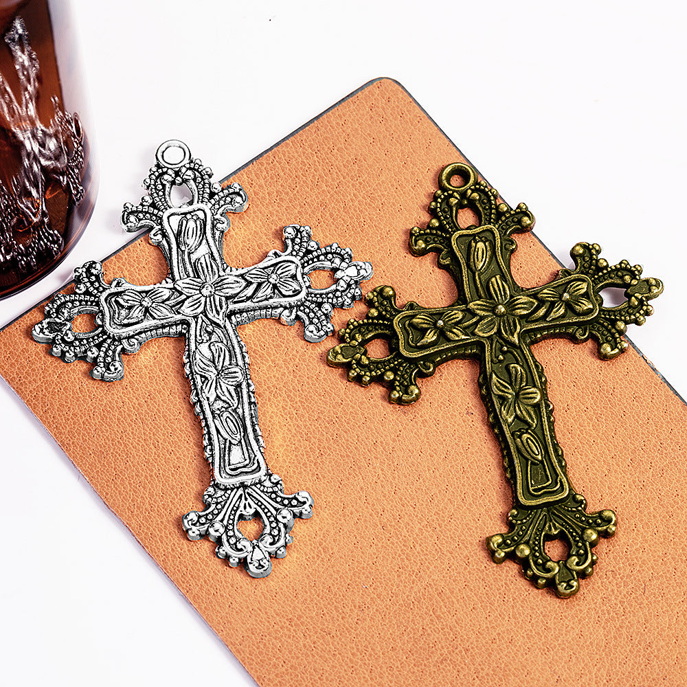 73x53mm Vintage Vine Cross Charm Pendant for Necklace