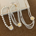 Flower Pearl Look Necklaces in Three Layered Styles view 2
