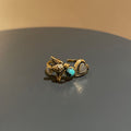 Gold Vintage Open Ring Square Blue Stone Adjustable Band view 4