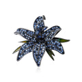 Crystal Lily Flower Brooch In Clear Purple And Blue view 1
