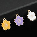 Enamel Cherry Blossom Flower Charm Pendant Seven Colors view 1