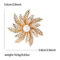 Radiating Fern Leaf Brooch With Pearl in Gold or Silver Tone view 4