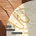 White Shell Crescent Moon Pendant Necklace Clear Zircon Accent view 2
