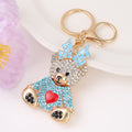 Rhinestone Teddy Bear Keychain Bow Heart Metal Bag Charm view 1
