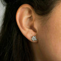 Silver Maple Leaf Stud Earrings Pavé Clear CZ Stones view 3