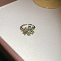 Flower Zircon Bracelet and Open Ring Gold Silver Tones view 12