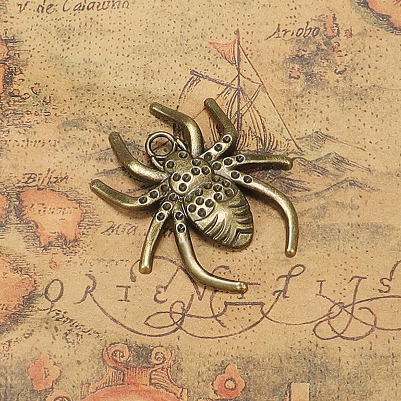 Vintage Spider Skull Alloy Pendant 46x40mm