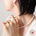 Teardrop Bar Hook Earrings Faux Pearl Accent Gold Steel view 3