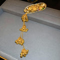 Gold Tone Floral Crystal Barrette With Three Bell Cluster Tassels view 6