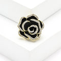 Crystal Camellia Rose Brooch in Black Purple White or Red view 3