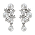 Silver Tone White Pearl And Clear Star Flower Cluster Earrings view 5