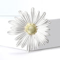 White Daisy Brooch In 1 Style With Polished Metal And Decorative Details view 2