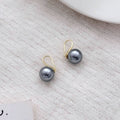 Gray Pearl Look Gold Tone Hook Earrings in Three Sizes view 7