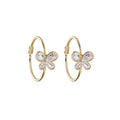 Crystal Butterfly Hoop Earrings In Silver And Gold Tones view 5